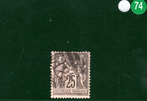 FRANCE Used Abroad GBPO MALTA *A25* Numeral 25c (1886) PEACE & COMMERCE SGREEN74