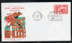 Canada #472 Pan Am Games FDC Jackson Cachet addr C711