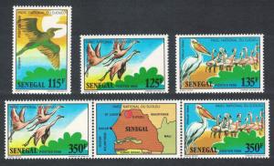 Senegal Stork Flamingos Pelican Djoudj National Park 6v SG#920-925 SC#751-756a