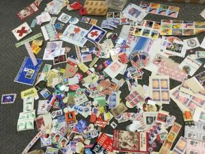 Hundreds of Patriotic Poster Stamps, Advertising labels  Foil, die cut, HUGE LOT