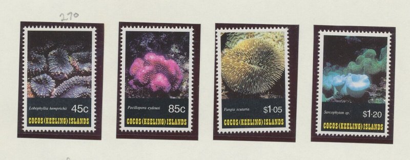 COCOS ISLANDS - Scott 270-273 - MNH - Coral, Ocean Life - 1993 