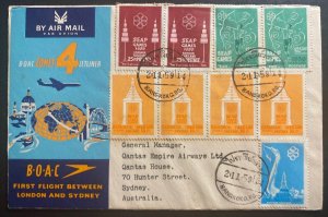 1959 Bangkok Thailand First Flight Cover FFC To Sydney Australia BOAC Jet Liner