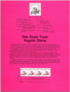 USPS SOUVENIR PAGE STAR ROUTE TRUCK 5.5c COIL STAMP TRANSPORTATION SERIES 1986