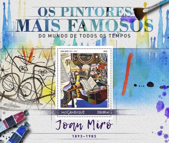 MOZAMBIQUE - 2016 - Painters. Joan Miro - Perf Souv Sheet - MNH