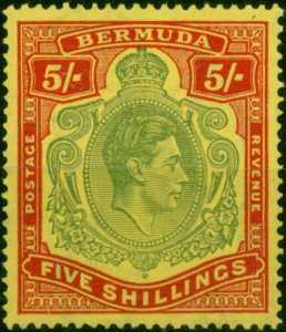 Bermuda 1943 5s Pale Bluish Green & Carmine-Red Pale Yellow SG118d V.F MNH (2)