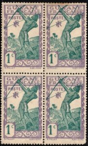 1929 French Guiana Scott #- 109 1 Centimo Archer Block/4 MNH