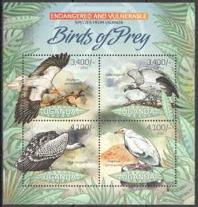 K0384 2012 Uganda Birds Of Prey Fauna Endangered & Vulnerable #2960-3 1Kb Mnh