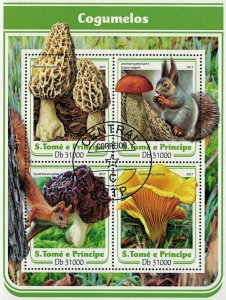 S. TOME E PRINCIPE 2017 - Mushrooms / complete set - sheet+block (2 scans)