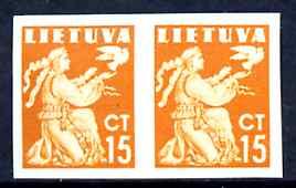 Lithuania 1940 Liberty Issue 15c orange in superb unmount...