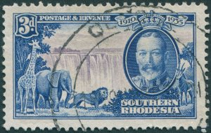 Southern Rhodesia 1935 3d violet & deep blue Jubilee SG33 used