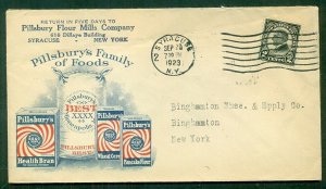 1923, 2¢ Harding on PILLSBURY FAMILY OF FOODS ADVERTISING cover, VF