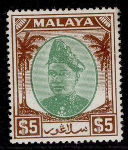 MALAYSIA - Selangor GVI SG110, $5 green & brown, M MINT. Cat £48.