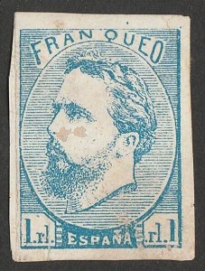 SPAIN 1873 Don Carlos 1R with Tilde. RARE GENUINE EXPERTISED.