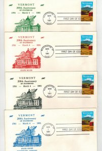 1991 VERMONT BICENTENNIAL 2533 MATCHED SET OF 4 COLORS Washington County Club