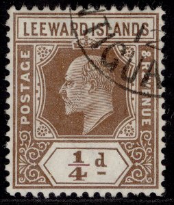 LEEWARD ISLANDS EDVII SG36, ¼d brown, FINE USED.