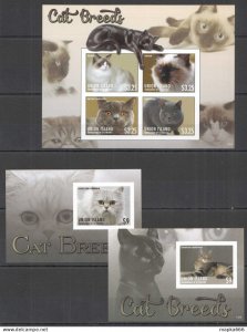 M0372 Imperforate 2013 Union Island Fauna Pets Cats Cat Breeds 2Bl+1Kb Mnh