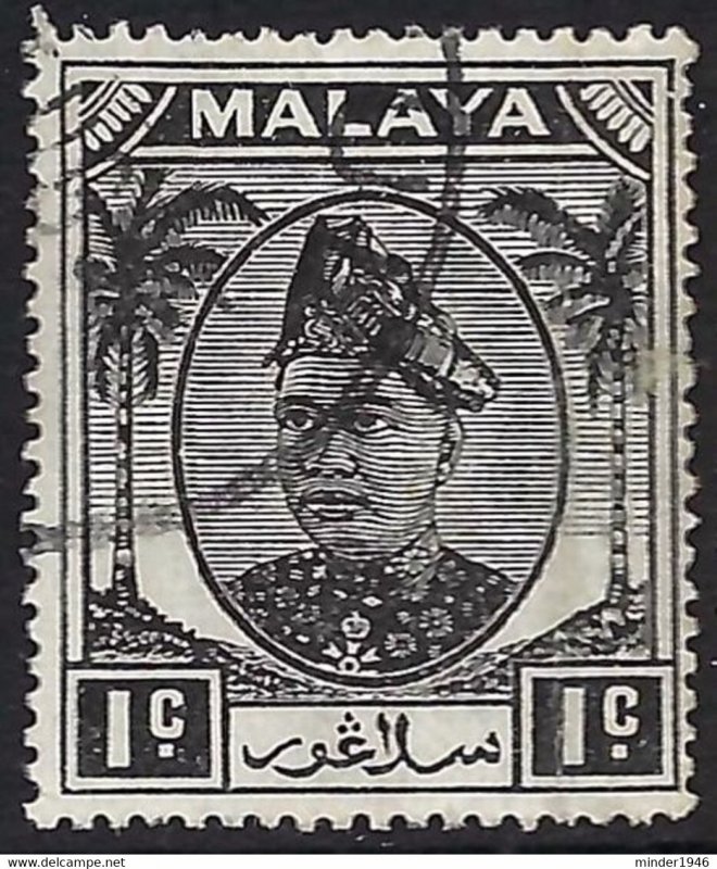 MALAYA SELANGOR 1949 1c Black SG90 Fine Used