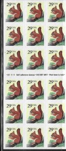 US#2489a 29c Red Squirrel booklet pane of 18 (MNH) CV.$11.00