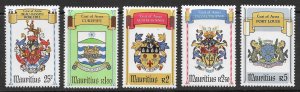 Mauritius Scott 515-519 MNH 1981 City Coats of Arms Set