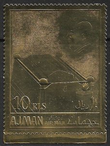 AJMAN 1967 10R John F Kennedy Gold Foil Issue Mi.208 MNH