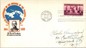 FDC 1939 SC #856 - Blue/Orange Cachet - USS Charleston CZ - Single - F59865