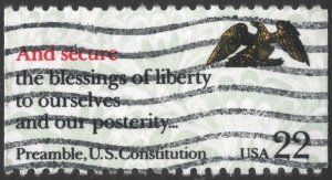 SC#2358 22¢ Constitution Booklet Pane Single (1987) Used