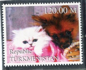 Turkmenistan 2000 PUPPY CAT & DOG Stamp Perforated Mint (NH)