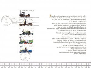 USPS First Day Ceremony Program #2362-66 Steam Locomotives Booklet Railroad 1987 