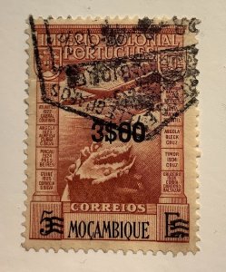 Mozambique 1946 Scott C10 used - 3.00e on 5e, Airplane over globe