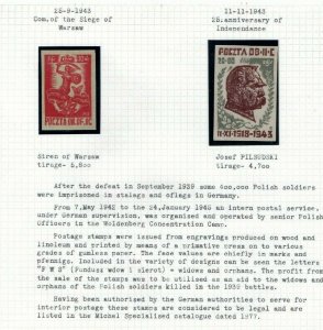 POLAND WW2 Page *POW Camp Post* Stamp{2} WOLDENBERG Oflag 11c Germany 1943 EP665