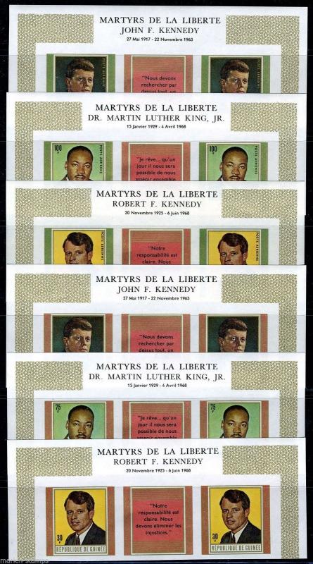 GUINEA MARTYRS OF LIBERTY JF & RF KENNEDY  MARTIN L. KING JR STRIPS FRENCH IMPF