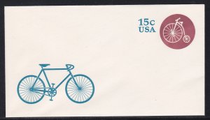 United States # U597, Highwheeler Bicycle, Stamped Envelope, Mint