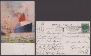 CANADA - 1914 CUNARD LINER RMS AQUITANIA PICTURE POSTCARD with KGV STAMP USED