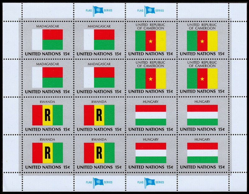 United Nations Scott 337-340 (1980) Flag Series Sheet, Mint NH VF C