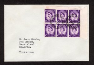 3d WILDING IMPERFORATE BETWEEN STAMP AND TOP MARGIN x2 USED ON COVER