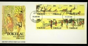 STAMP STATION PERTH Tokelau #163a-c-164a-c  2 x Strips of 3 Issue Set FDC.