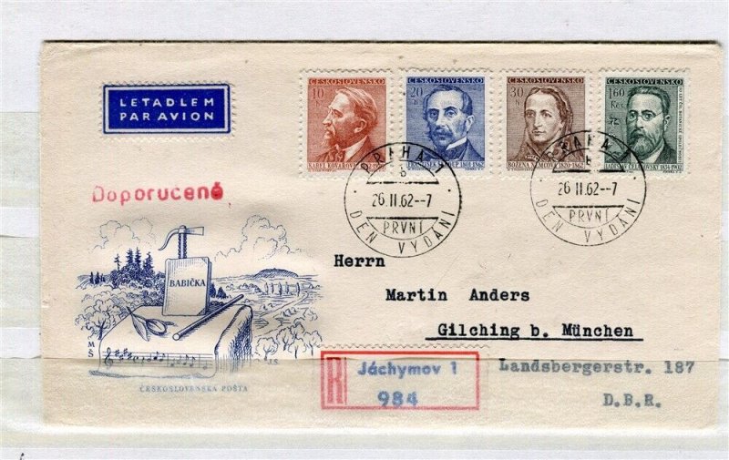 CZECHOSLOVAKIA; 1962 early Illustrated fine used FDC First Day LETTER/COVER