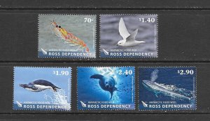 ROSS DEPENDENCY #L129-33  MARINE LIFE MNH