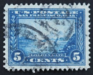 U.S. Used #399 5c Pan-Pacific, Superb Jumbo Appearing (Thin). CDS Duplex Cancel.