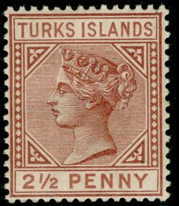 TURKS AND CAICOS ISLANDS SG56, 2½d red-brown, M MINT. Cat £45.