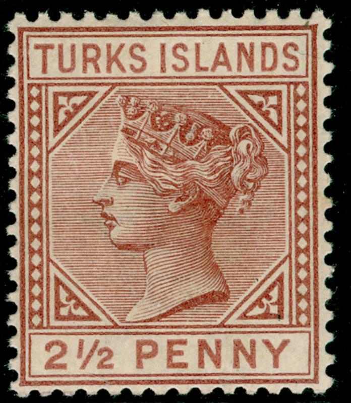 TURKS AND CAICOS ISLANDS SG56, 2½d red-brown, M MINT. Cat £45.