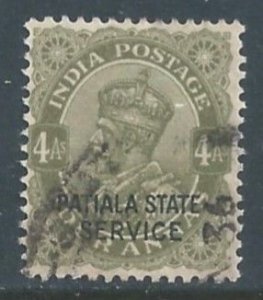 India-Convention States-Patiala #O54 Used 4a King George V Issue Ovptd. Pati...