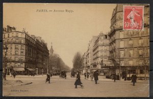 Postcard Paris VII. Arrondissement Palais Bourbon, Avenue Rapp, Posted in 1910.