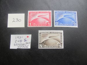 Germany 1931 MNH SIGNED SCHLEGEL SC C40-42 ZEPPELIN POLAR SET VF/XF 4000 E (230)