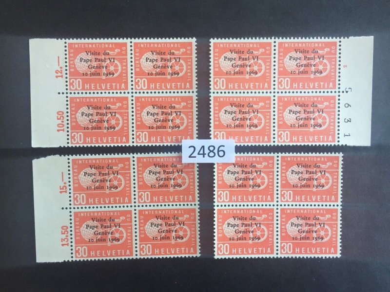 $1 World MNH Stamps (2486) Switzerland Official, 4 blocks of 4 MNH