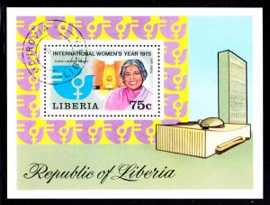 Liberia used 1975 #C206 Souvenir sheet 75c International Women's Year