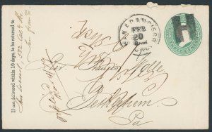 U163 3 cent Stamped envelope; Fancy cancel -- see details and scans