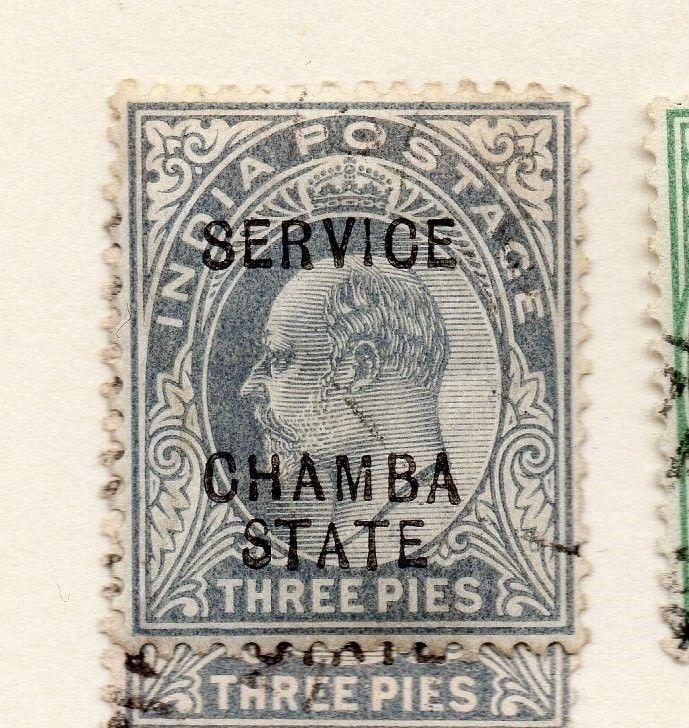 Indian States Chamba 1902 -07 Ed VII  Early Issue Fine Used 3pa. Optd 157038