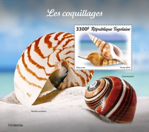 Togo 2019 MNH Seashells Stamps Sea Shells Tibia Nautilus Polymita 1v S/S