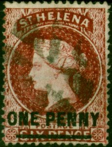 St Helena 1880 1d Lake SG27 Fine Used